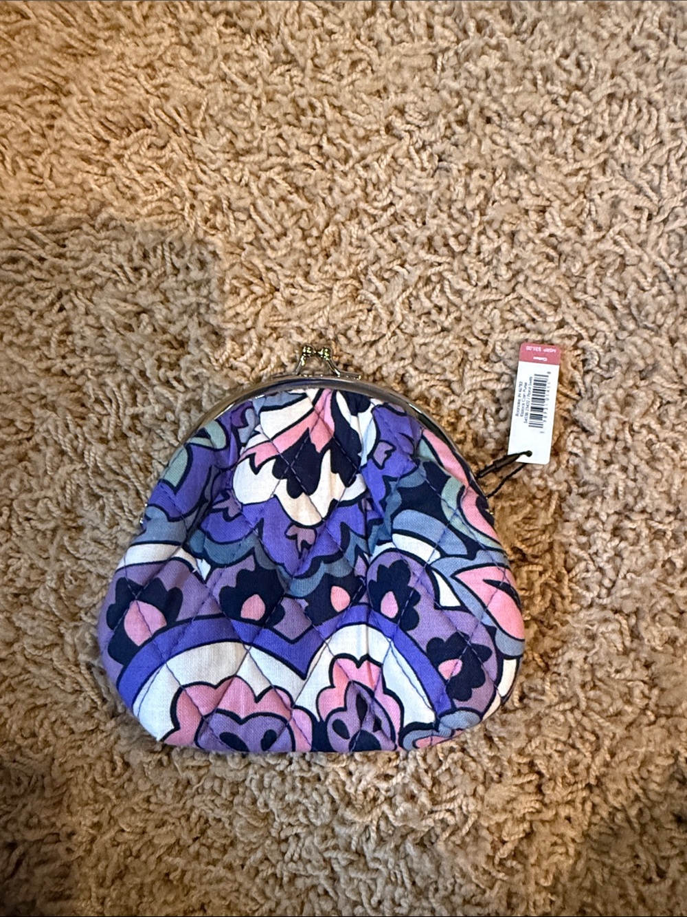 Vera Bradley Quilted Floral Kiss-Lock Coin Pouch in Purple and Pink